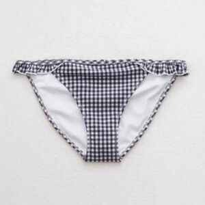 NEW Aerie Gingham Seersucker Ruffle Bikini Bottoms Navy/White